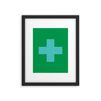 Swiss Cross Symbol in Blue & Green Framed Art Print Gallery Image 6