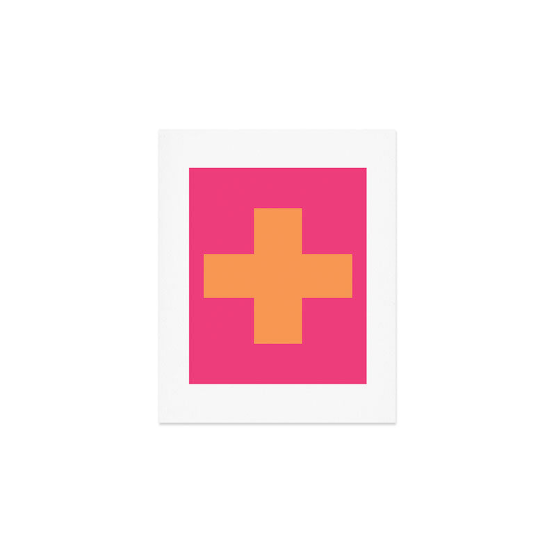 Swiss Cross Symbol in Pink and Orange Art Print Gallery Image 1