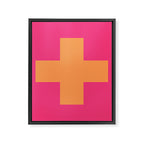 Swiss Cross Symbol in Pink and Orange Framed Canvas Print Gallery Image 8