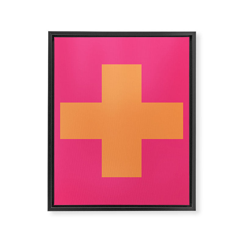 Swiss Cross Symbol in Pink and Orange Framed Canvas Print Gallery Image 8