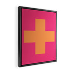 Swiss Cross Symbol in Pink and Orange Framed Canvas Print Gallery Image 2