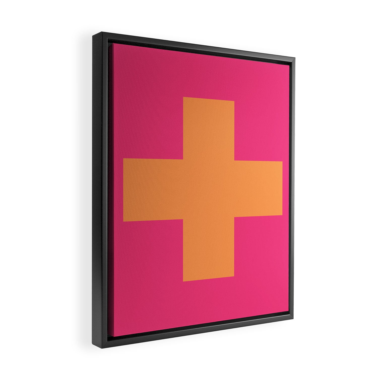 Swiss Cross Symbol in Pink and Orange Framed Canvas Print Gallery Image 2