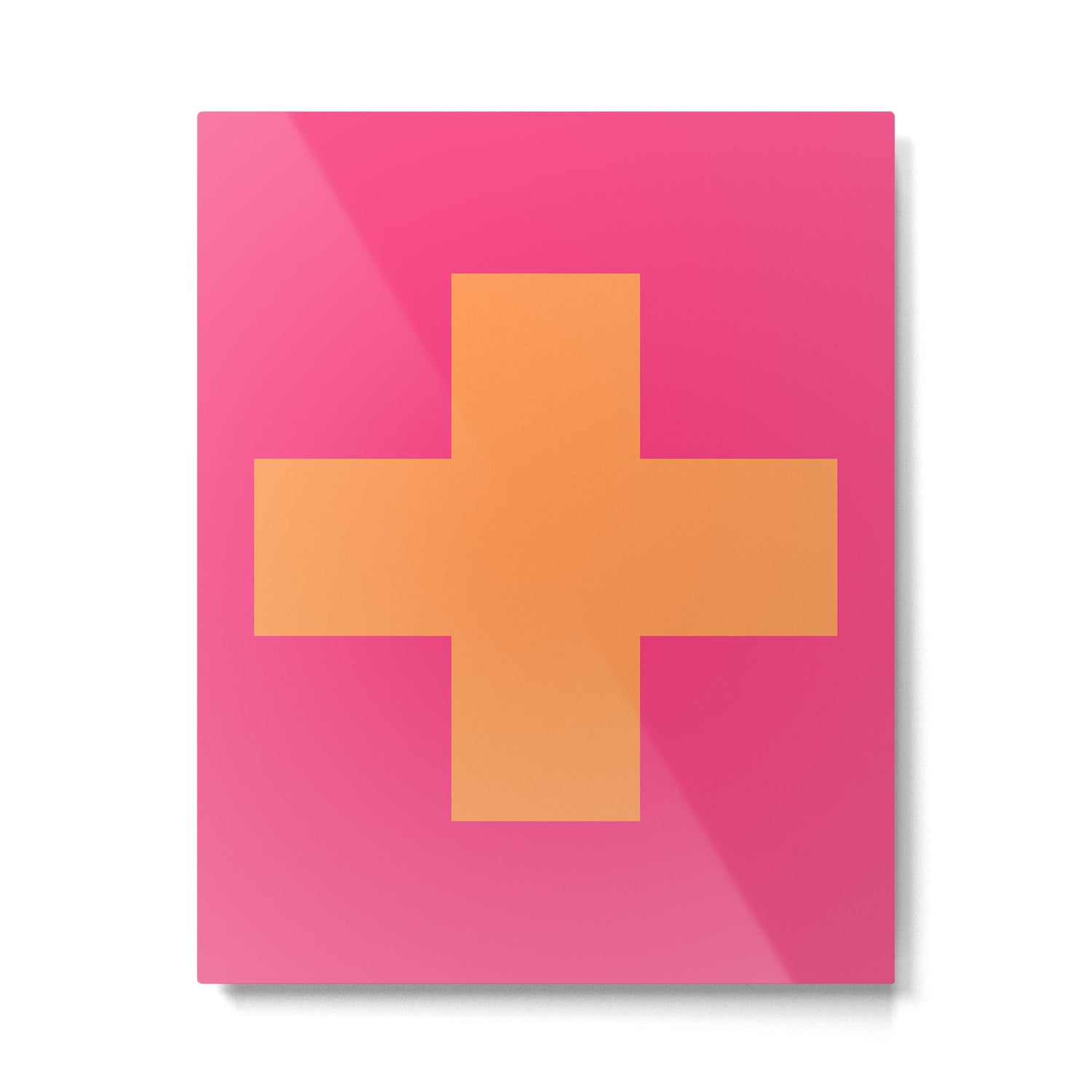 Swiss Cross Symbol in Pink and Orange Metal Print Gallery Image 6