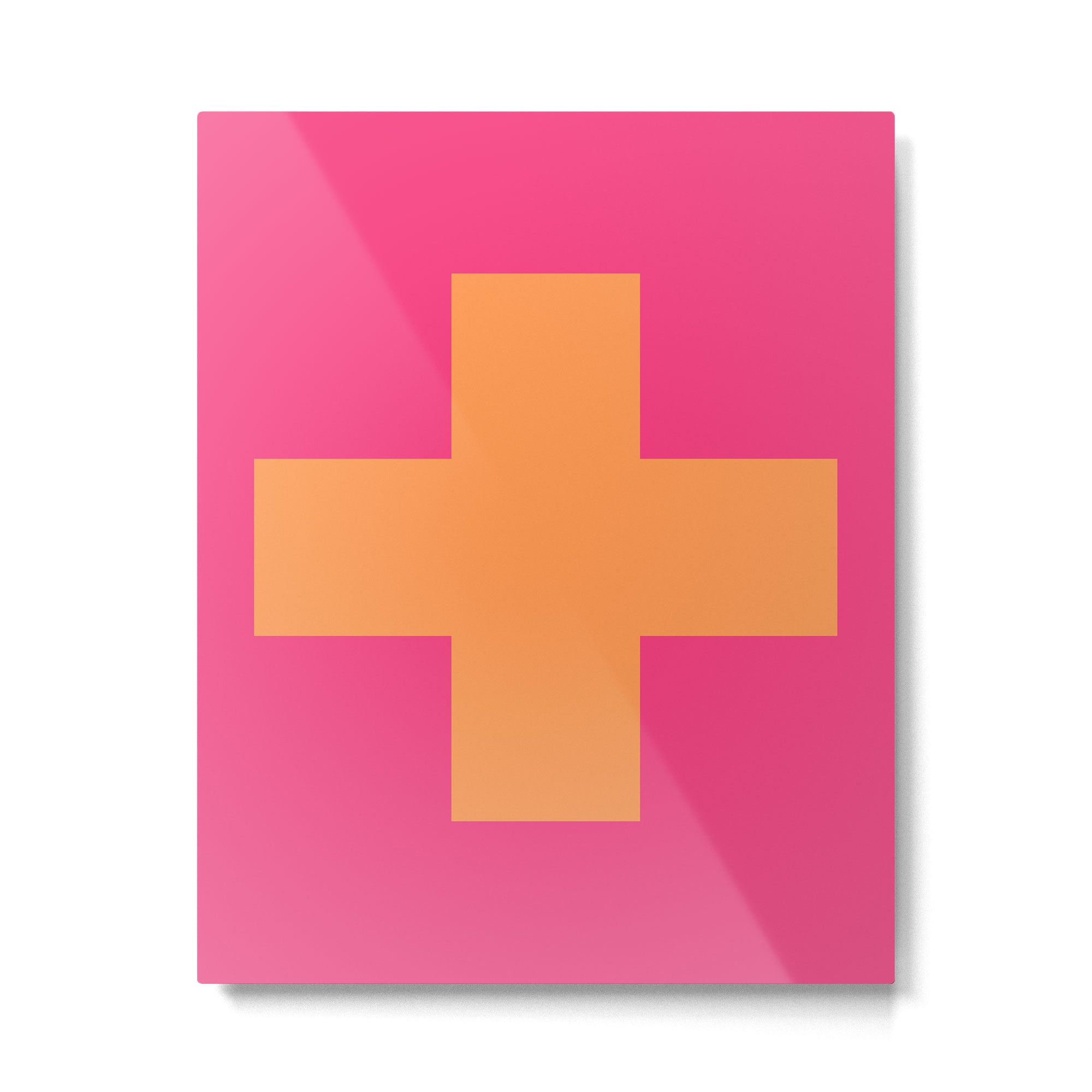 Swiss Cross Symbol in Pink and Orange Metal Print Gallery Image 6