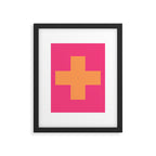 Swiss Cross Symbol in Pink and Orange Framed Art Print Gallery Image 6