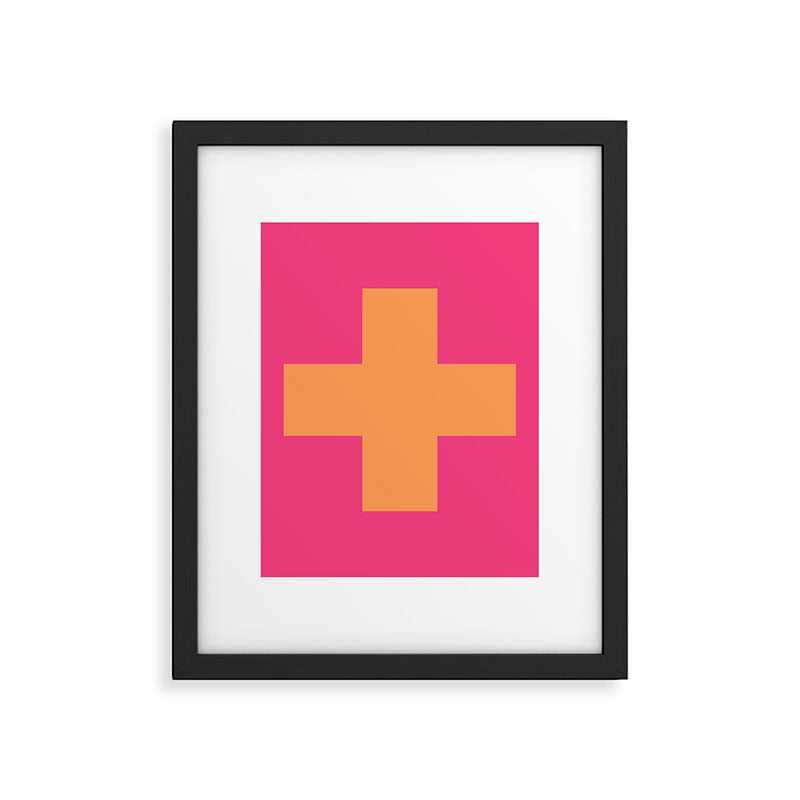 Swiss Cross Symbol in Pink and Orange Framed Art Print Gallery Image 6