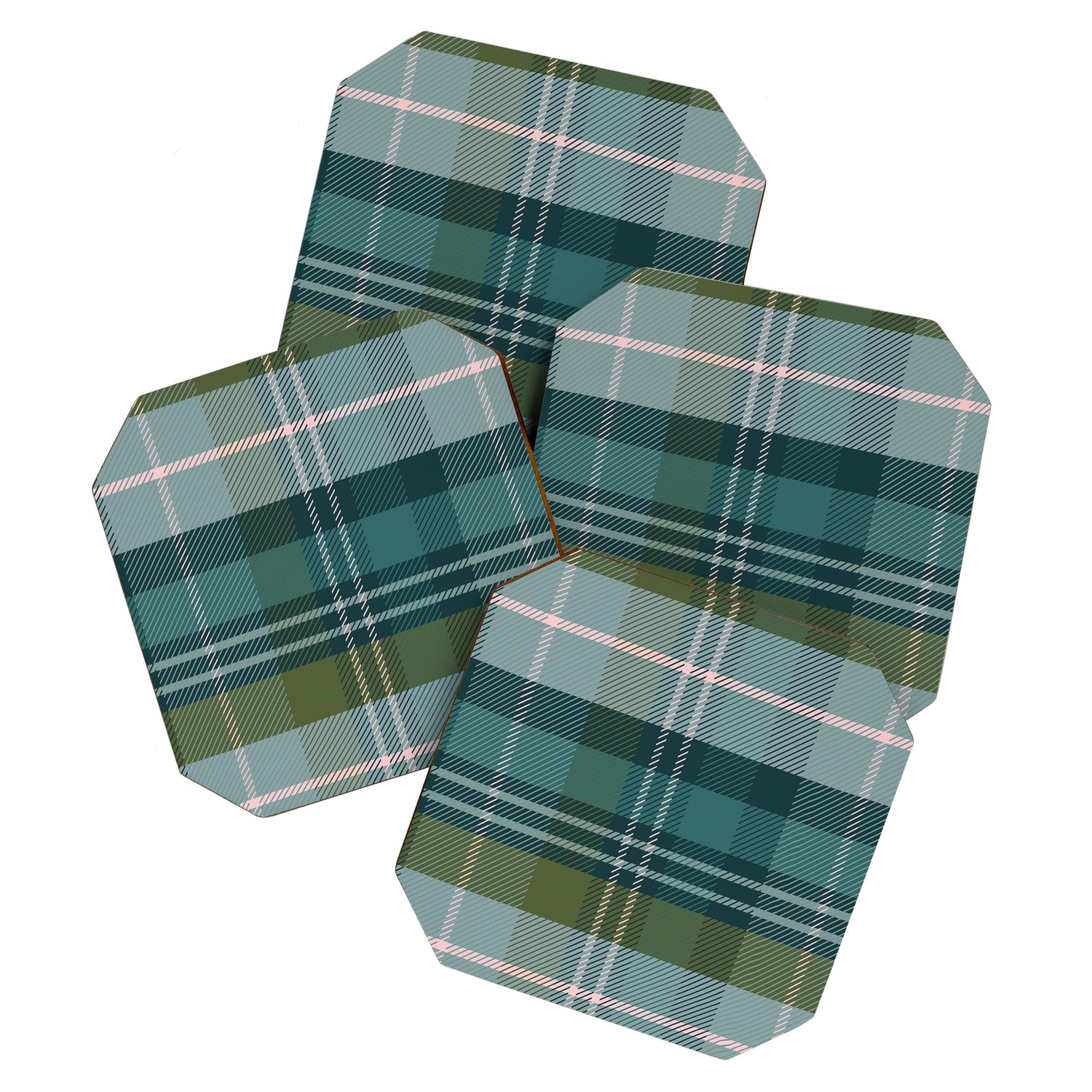 Tartan Plaid - Green, Blue and Pink Coaster Gallery Image 1