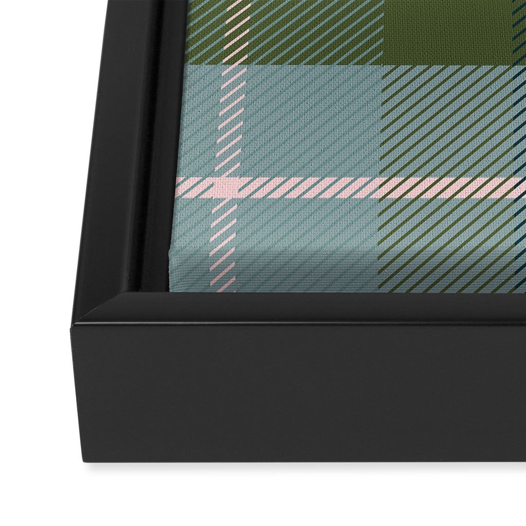 Tartan Plaid - Green, Blue and Pink Framed Canvas Print Gallery Image 3