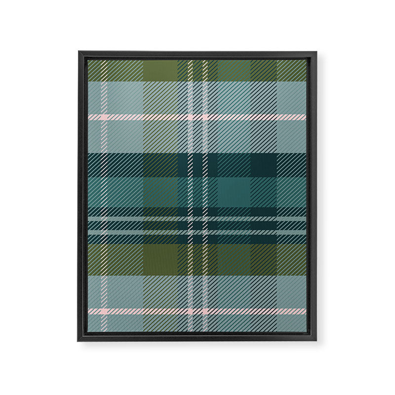 Tartan Plaid - Green, Blue and Pink Framed Canvas Print Gallery Image 8
