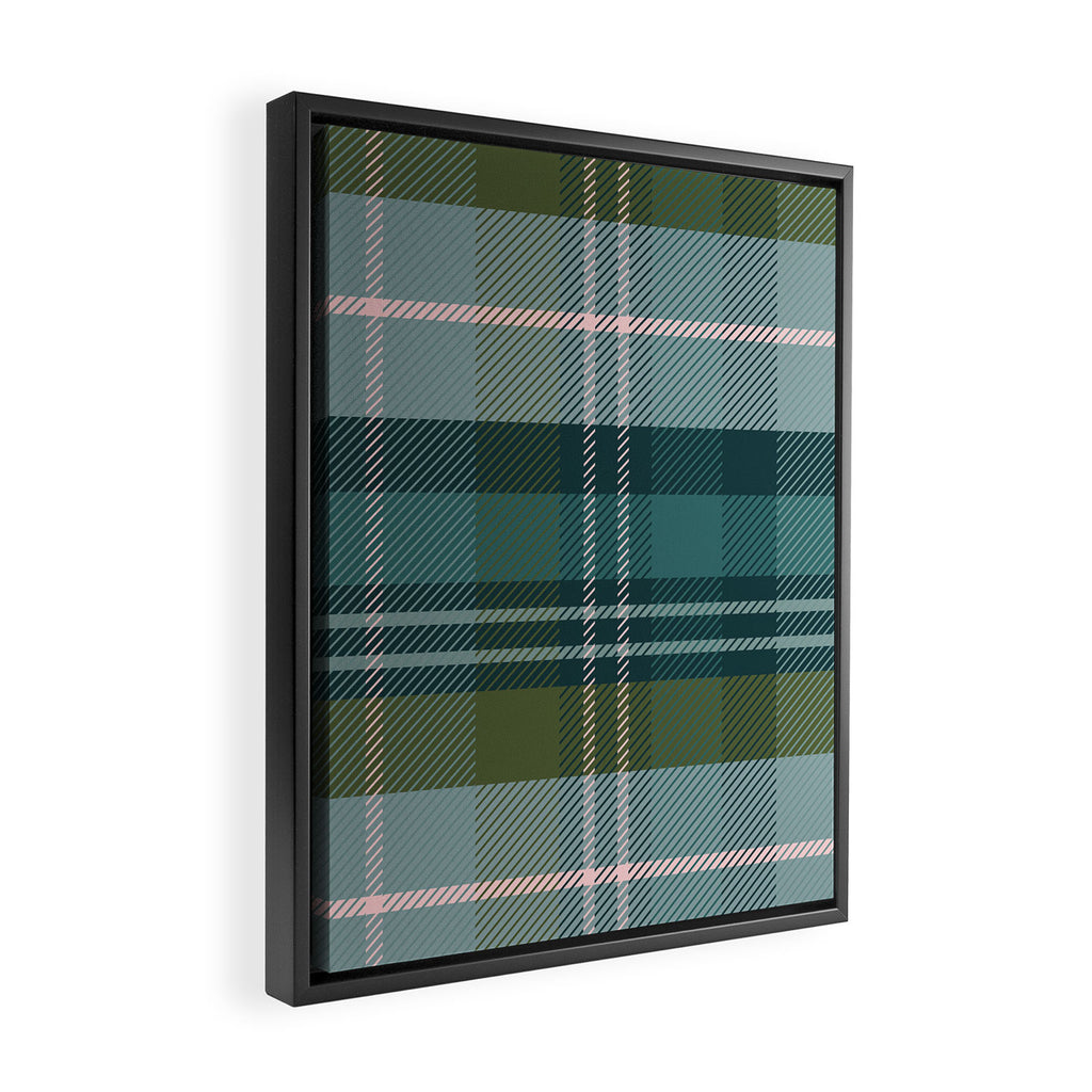 Tartan Plaid - Green, Blue and Pink Framed Canvas Print Gallery Image 2