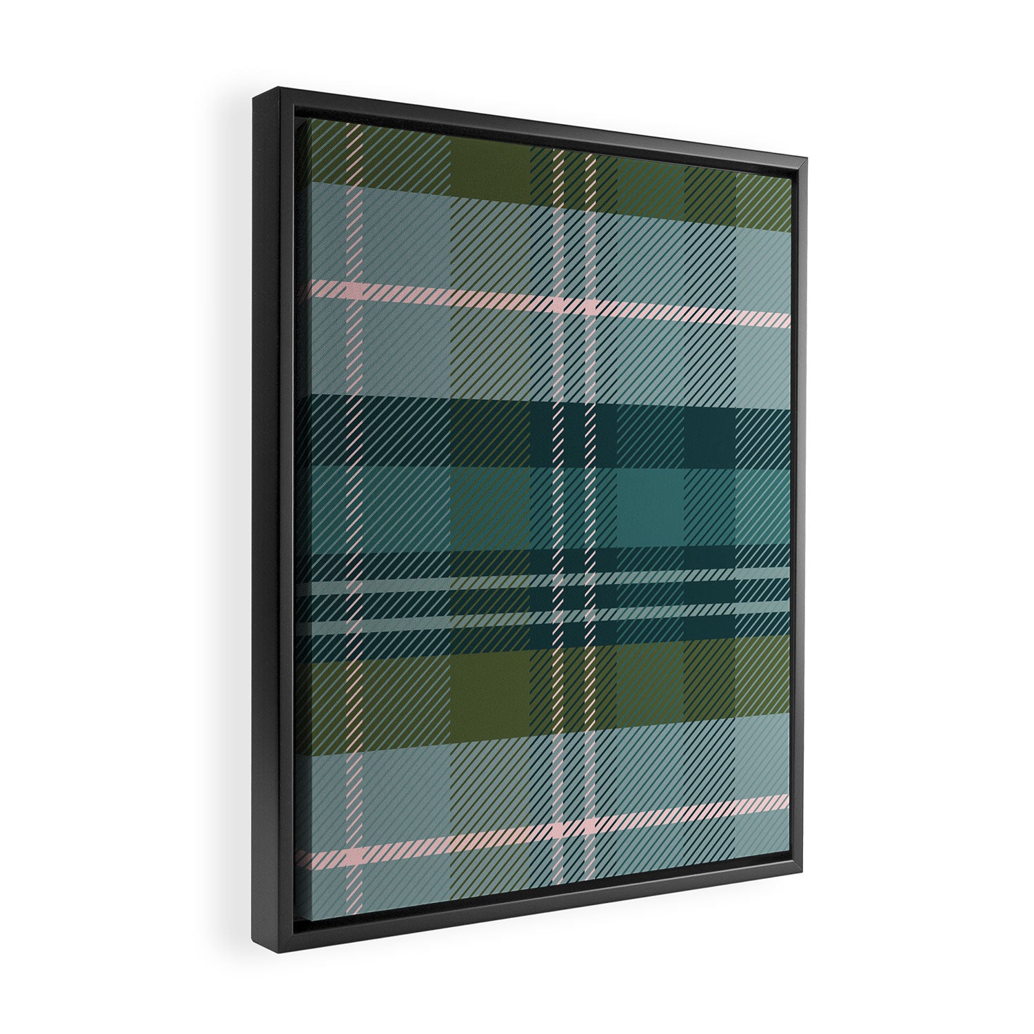 Tartan Plaid - Green, Blue and Pink Framed Canvas Print Gallery Image 2