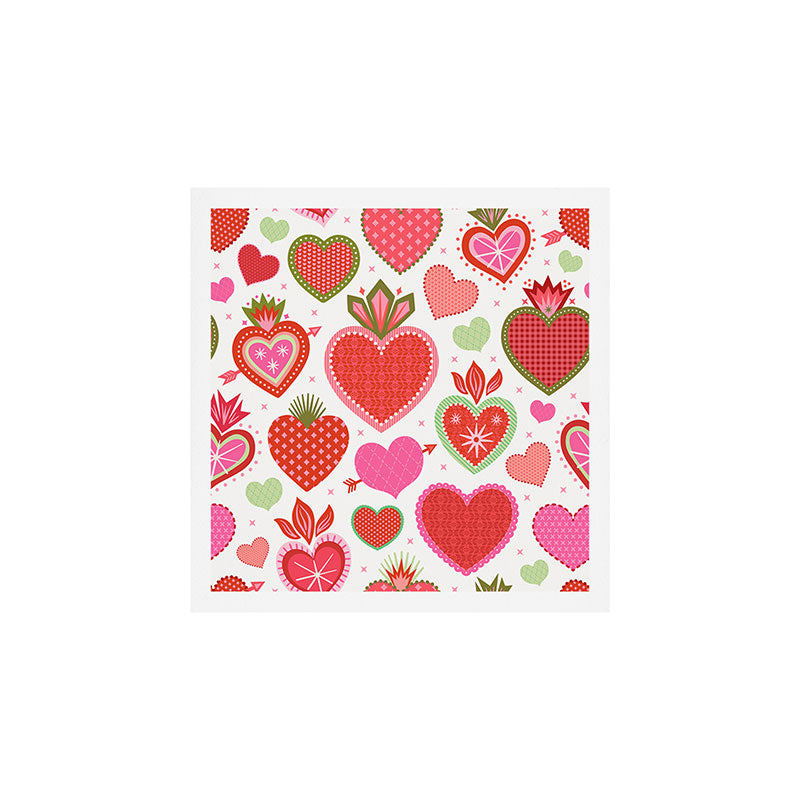 Valentine's Day Hearts - Red Pink and Green Art Print Gallery Image 1