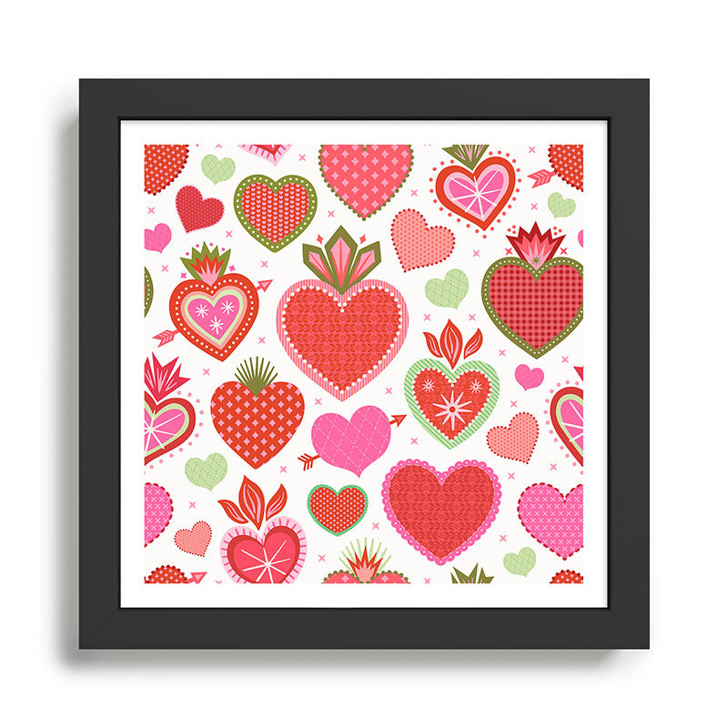Valentine's Day Hearts - Red Pink and Green Framed Art Print Gallery Image 1