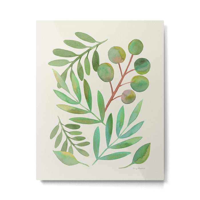 Watercolor Leaves II Metal Print Gallery Image 1