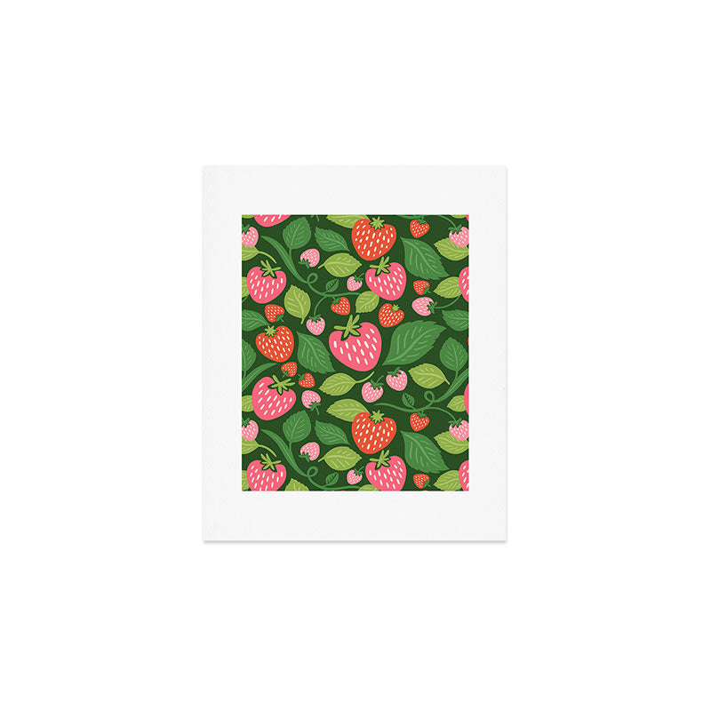 Wild Strawberries - green Art Print Gallery Image 1