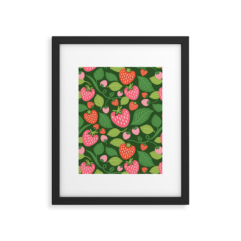 Wild Strawberries - green Framed Art Print Gallery Image 6