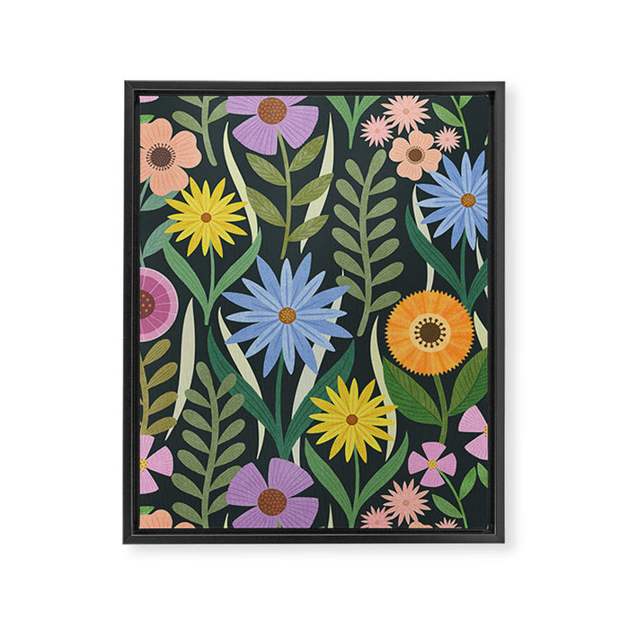 Wildflower Garden - Dark Framed Canvas Print Gallery Image 1