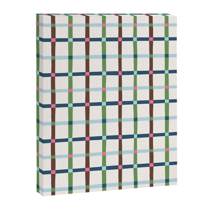 Windowpane Plaid Blue Green on Cream Canvas Print Gallery Image 1