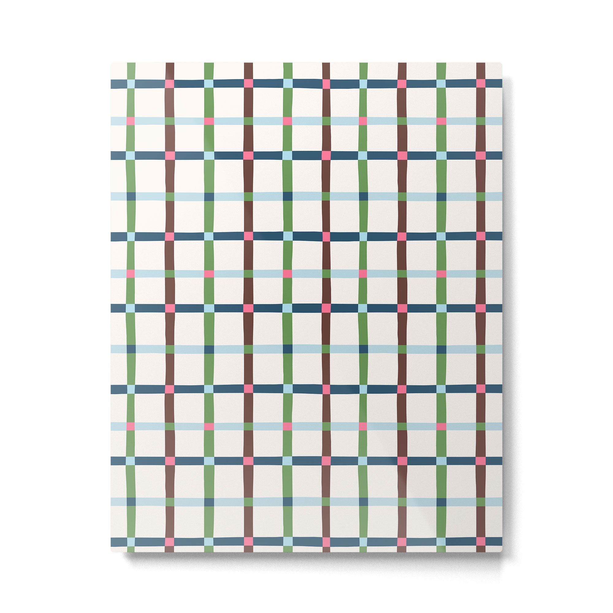 Windowpane Plaid Blue Green on Cream Metal Print Gallery Image 6