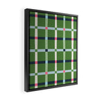 Windowpane Plaid Blue Pink on Green Framed Canvas Print Gallery Image 2