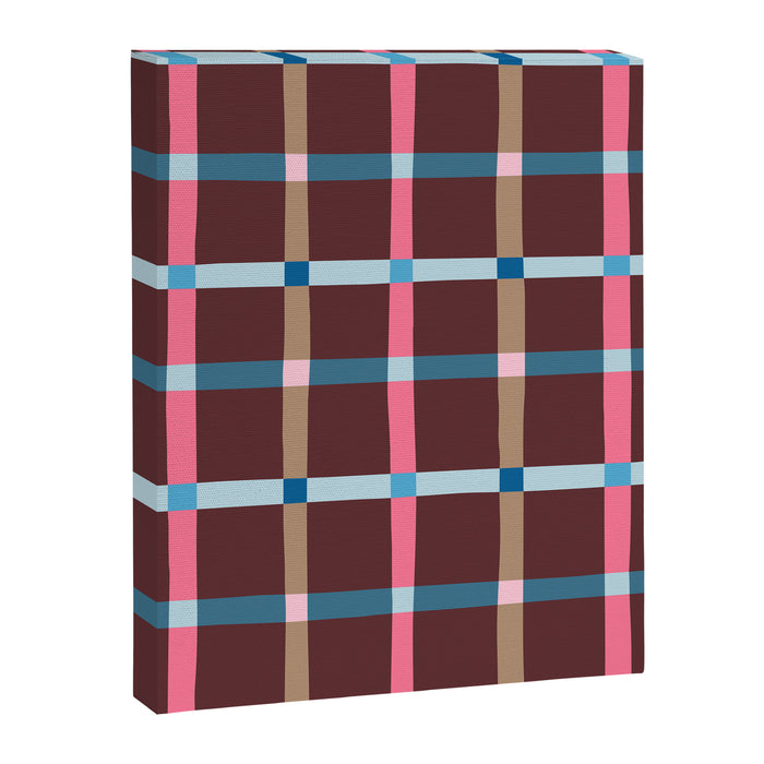 Windowpane Plaid Burgundy Canvas Print Gallery Image 1