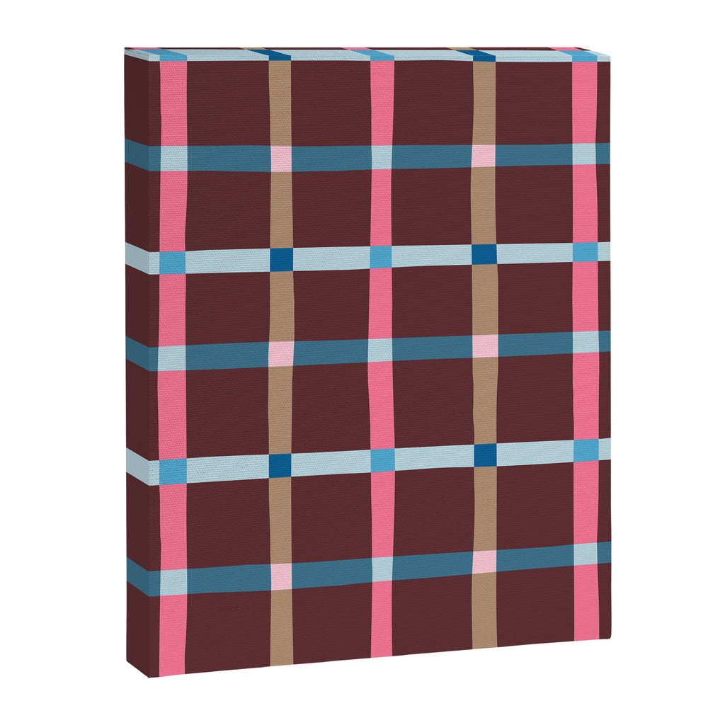 Windowpane Plaid Burgundy Canvas Print Gallery Image 8