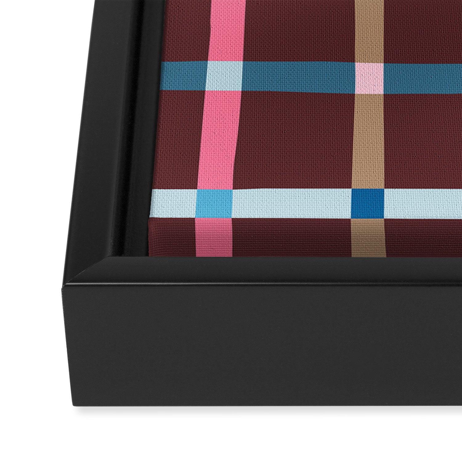 Windowpane Plaid Burgundy Framed Canvas Print Gallery Image 3