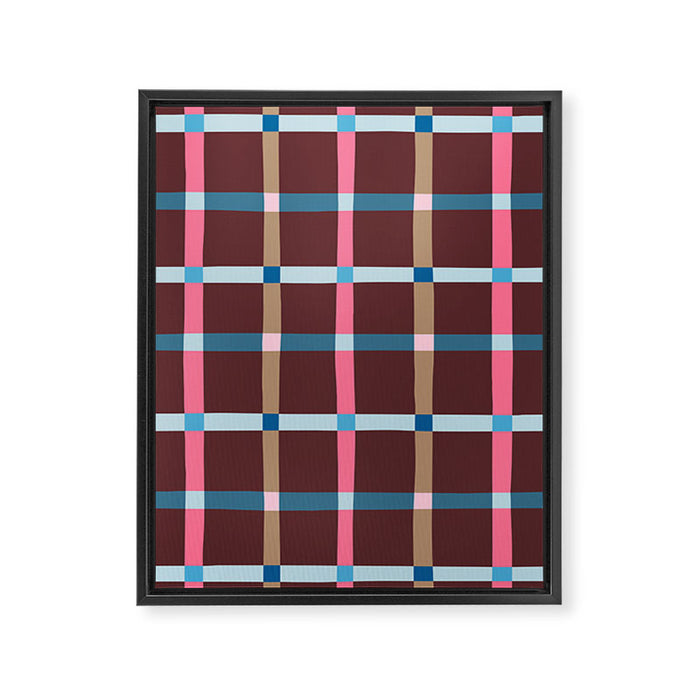 Windowpane Plaid Burgundy Framed Canvas Print Gallery Image 1