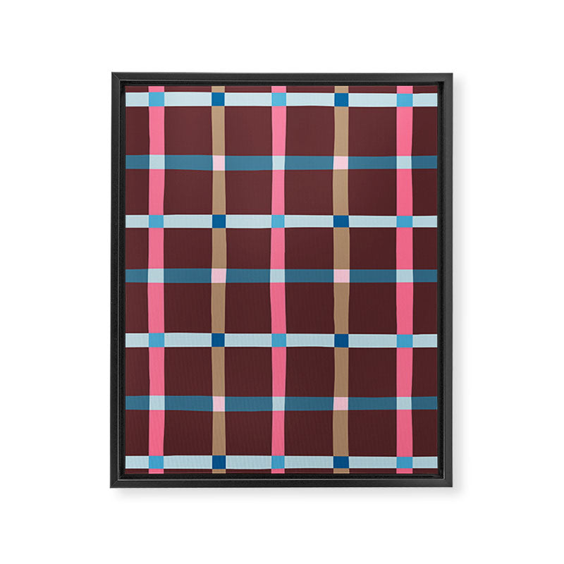 Windowpane Plaid Burgundy Framed Canvas Print Gallery Image 8