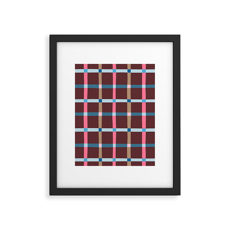 Windowpane Plaid Burgundy Framed Art Print Gallery Image 6