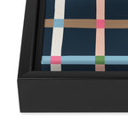 Windowpane Plaid Multicolor on Dark Blue Framed Canvas Print Gallery Image 3