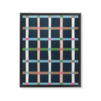 Windowpane Plaid Multicolor on Dark Blue Framed Canvas Print Gallery Image 8