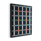 Windowpane Plaid Multicolor on Dark Blue Framed Canvas Print Gallery Image 2