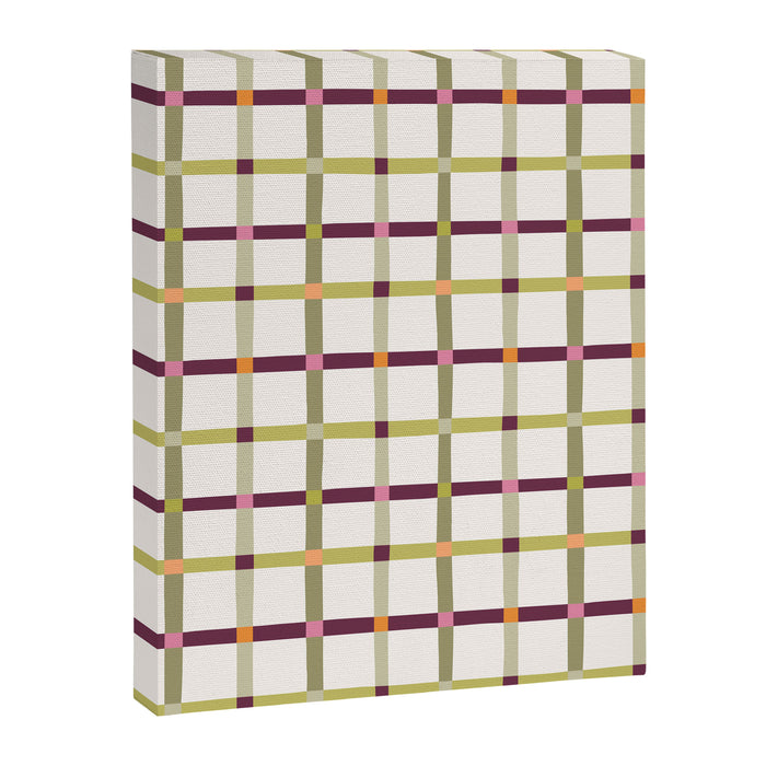 Windowpane Plaid - Olive Green and Burgundy Canvas Print Gallery Image 1