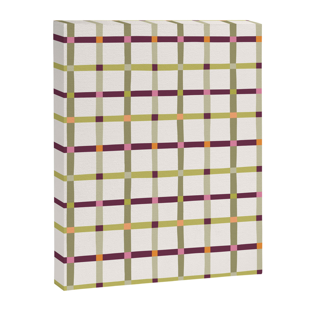 Windowpane Plaid - Olive Green and Burgundy Canvas Print Gallery Image 8