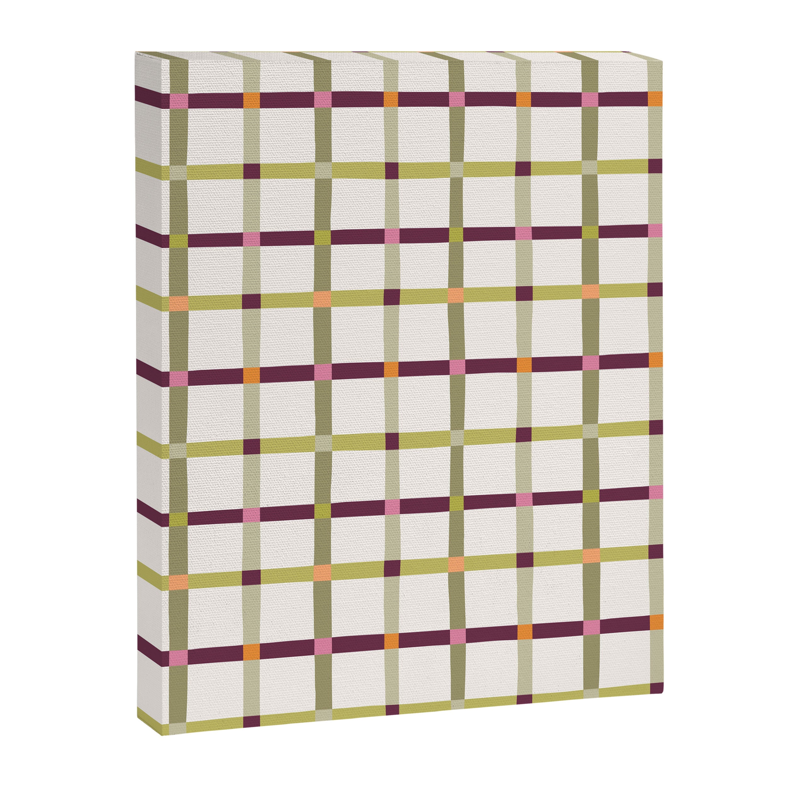 Windowpane Plaid - Olive Green and Burgundy Canvas Print Gallery Image 8