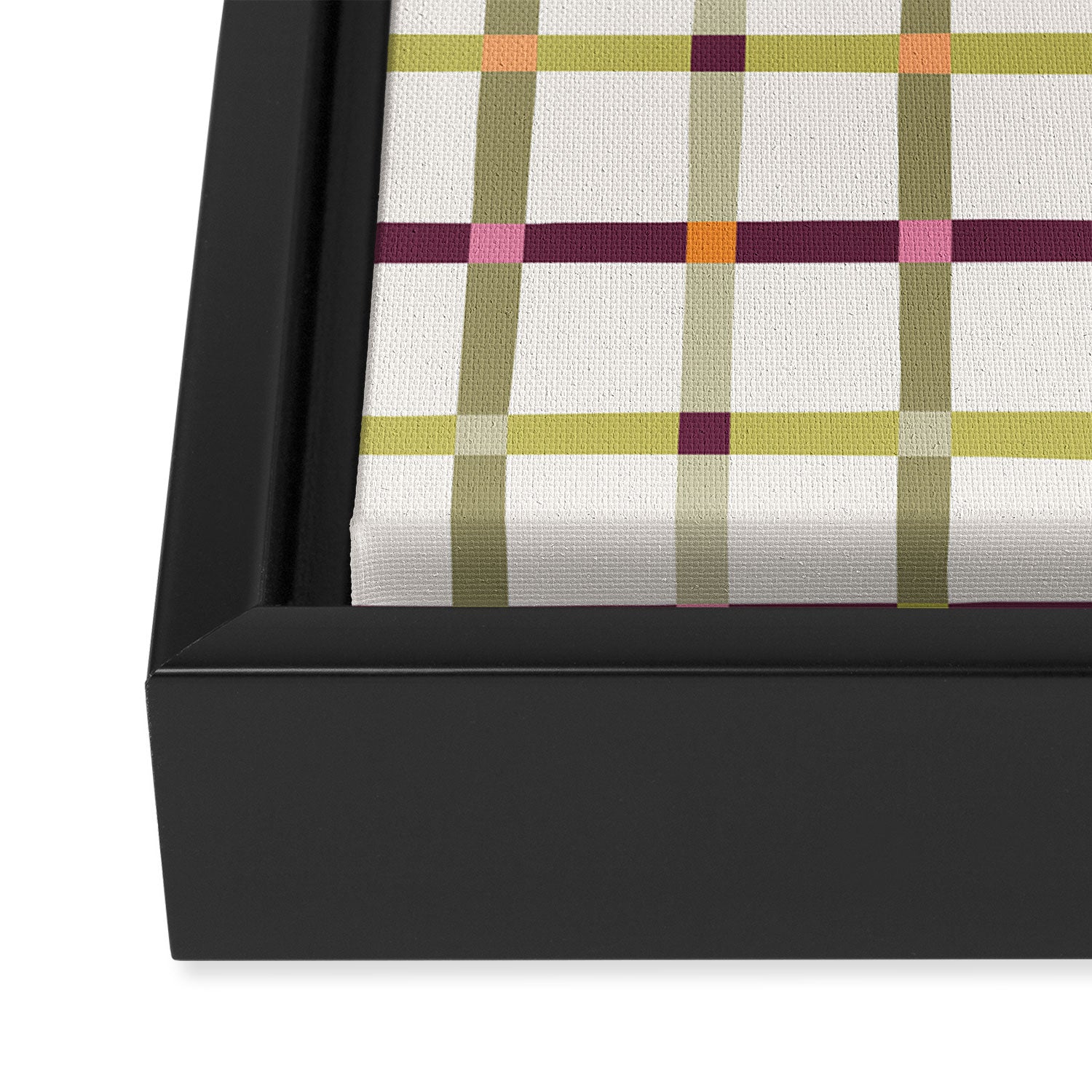 Windowpane Plaid - Olive Green and Burgundy Framed Canvas Print Gallery Image 3