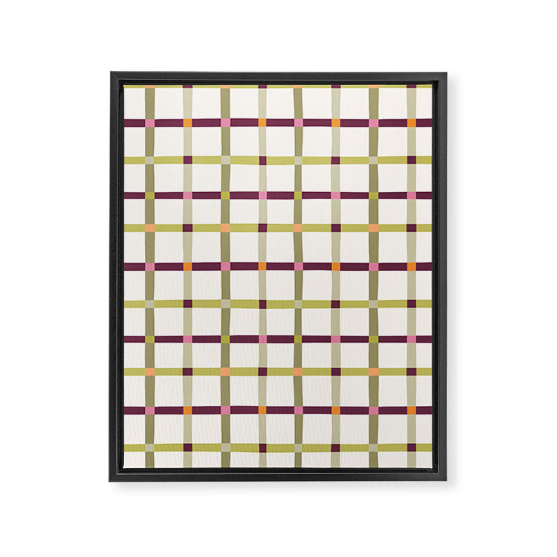 Windowpane Plaid - Olive Green and Burgundy Framed Canvas Print Gallery Image 8