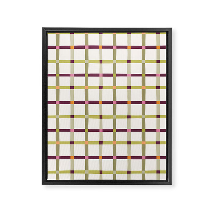 Windowpane Plaid - Olive Green and Burgundy Framed Canvas Print Gallery Image 1