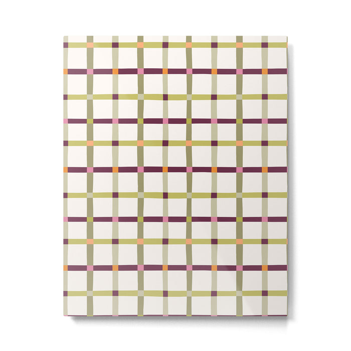 Windowpane Plaid - Olive Green and Burgundy Metal Print Gallery Image 1
