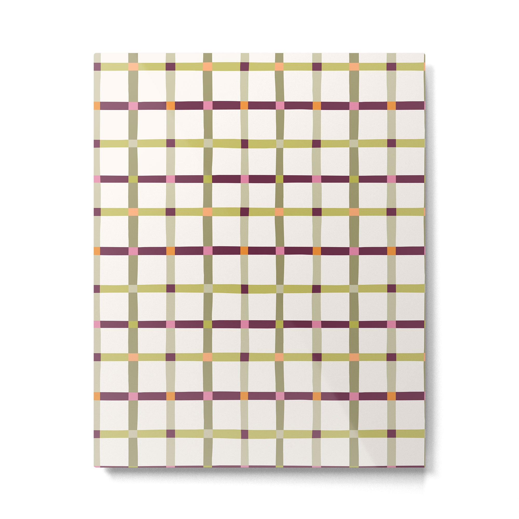Windowpane Plaid - Olive Green and Burgundy Metal Print Gallery Image 6
