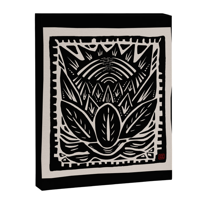 Woodcut Cactus Canvas Print Gallery Image 1
