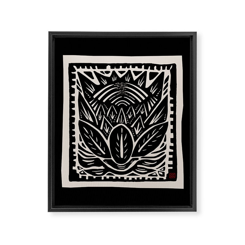 Woodcut Cactus Framed Canvas Print Gallery Image 8