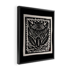 Woodcut Cactus Framed Canvas Print Gallery Image 2