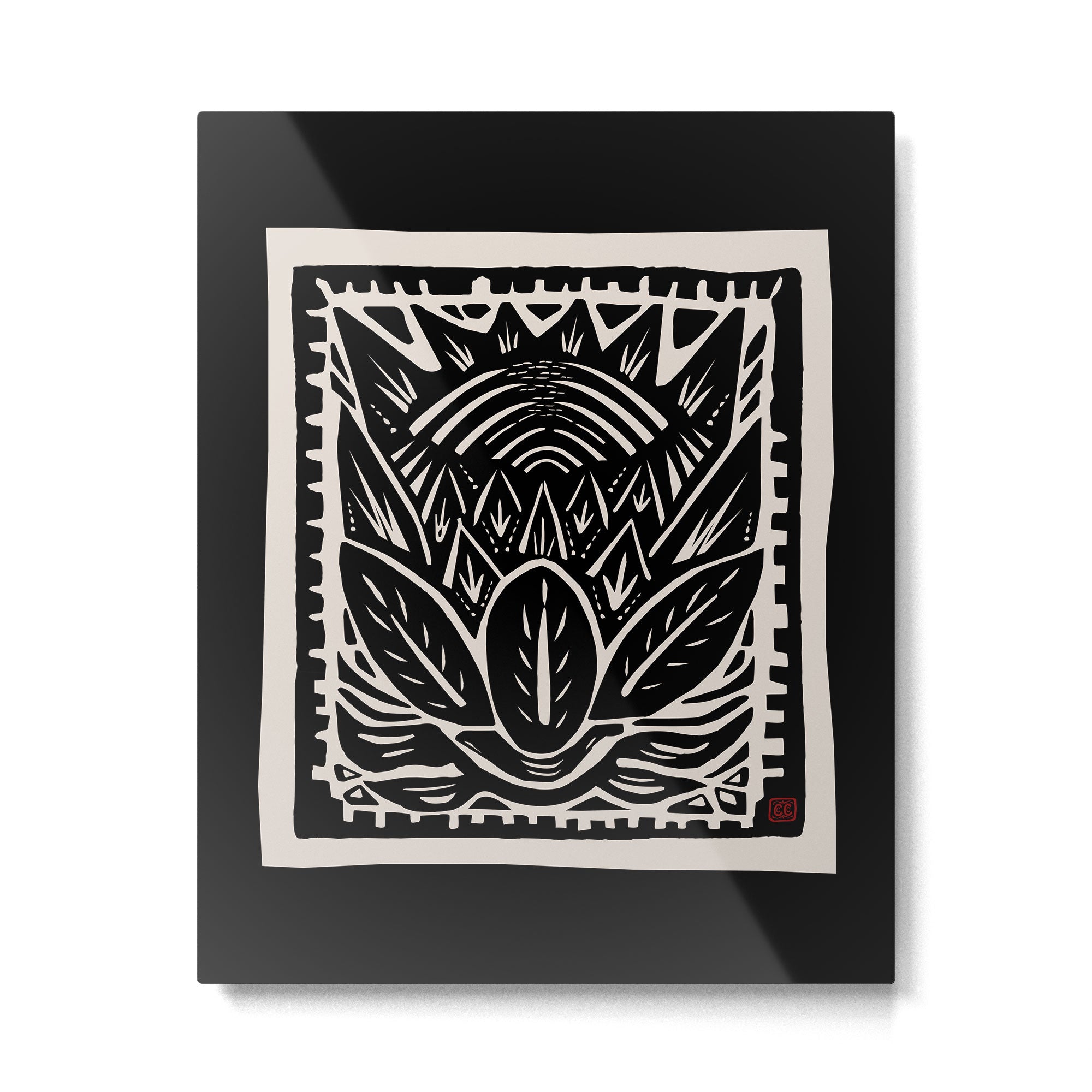 Woodcut Cactus Metal Print Gallery Image 6