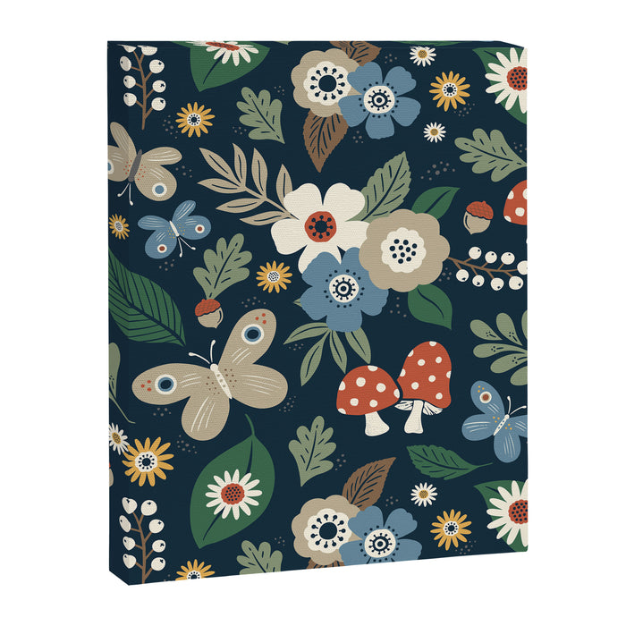 Woodland Forest Flowers - Navy Blue Canvas Print Gallery Image 1
