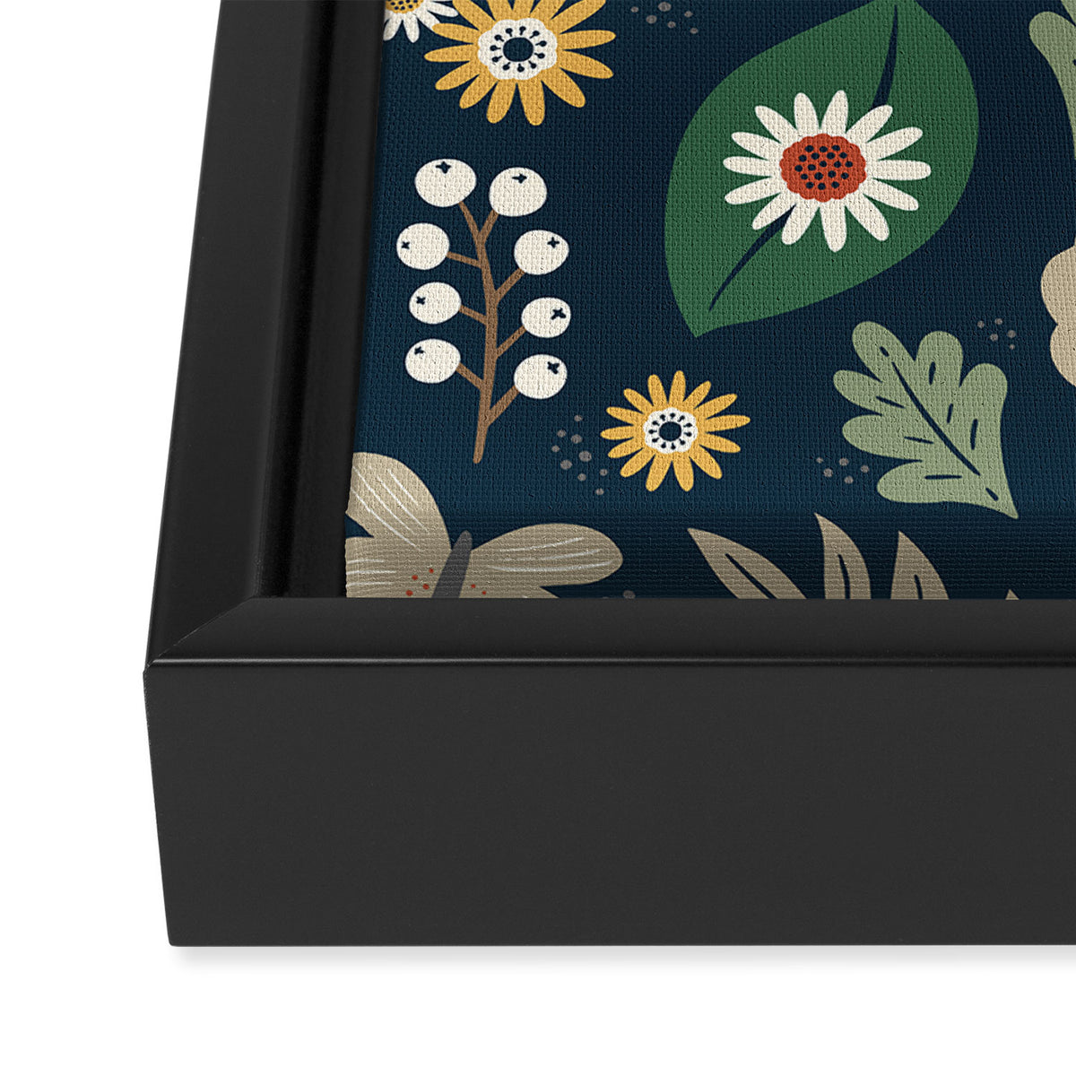 Woodland Forest Flowers - Navy Blue Framed Canvas Print Gallery Image 3