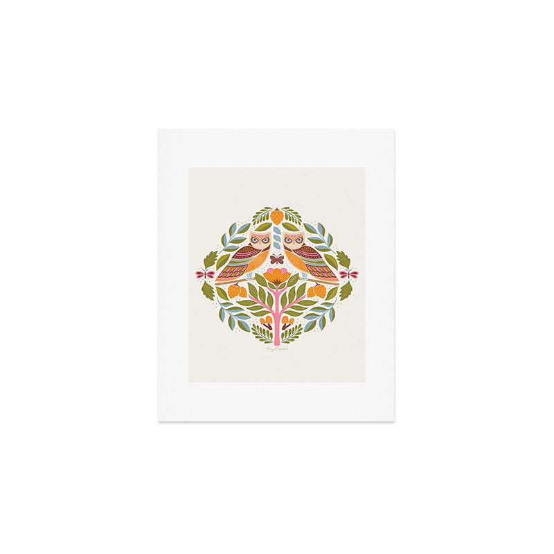 Woodland Owls - Multi-colored Art Print Gallery Image 1