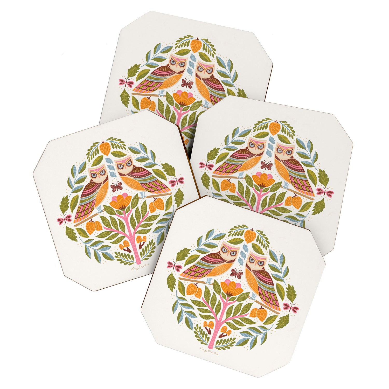 Woodland Owls - Multi-colored Coaster Gallery Image 1