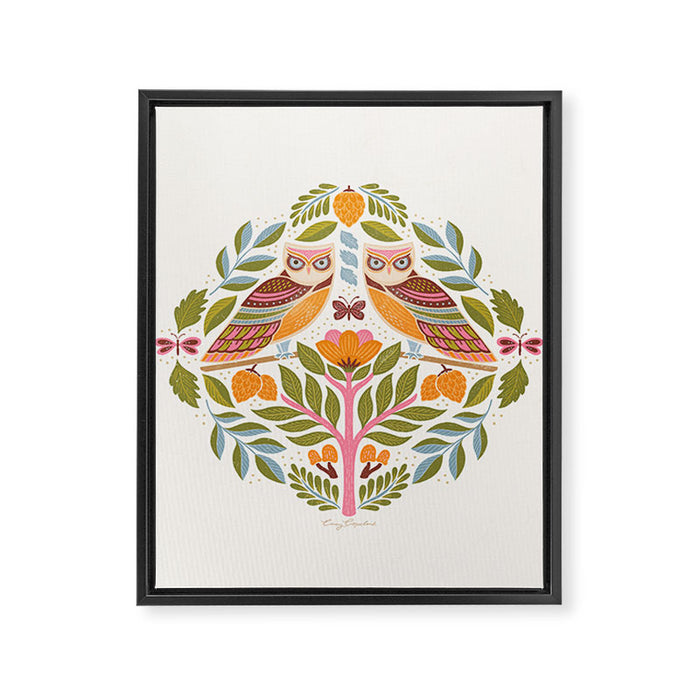 Woodland Owls - Multi-colored Framed Canvas Print Gallery Image 1